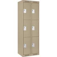 Clean Line Lockers, 3 -tier, Bank of 2, 24" x 18" x 72", Steel, Beige, Rivet (Assembled) WestPier