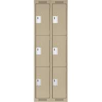 Clean Line Lockers, 3 -tier, Bank of 2, 24" x 18" x 72", Steel, Beige, Rivet (Assembled) WestPier