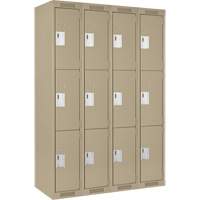 Casiers Clean Line, 3 niveaux, Bloc de 4, 48" x 18" x 72", Acier, Beige, Rivet (assembl&eacute;) WestPier