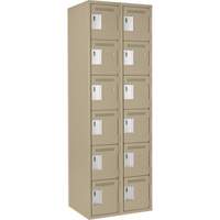 Clean Line Lockerette, 6 -tier, Bank of 2, 24" x 18" x 72", Steel, Beige, Rivet (Assembled) WestPier