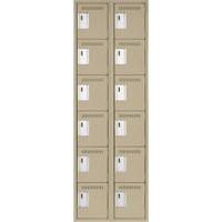 Clean Line Lockerette, 6 -tier, Bank of 2, 24" x 18" x 72", Steel, Beige, Rivet (Assembled) WestPier