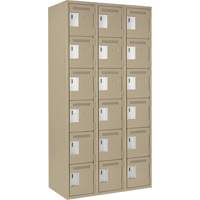 Clean Line Lockerette, 6 -tier, Bank of 3, 36" x 18" x 72", Steel, Beige, Rivet (Assembled) WestPier