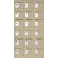 Clean Line Lockerette, 6 -tier, Bank of 3, 36" x 18" x 72", Steel, Beige, Rivet (Assembled) WestPier