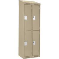 Clean Line Lockers, 2 -tier, Bank of 2, 24" x 18" x 78", Steel, Beige, Rivet (Assembled) WestPier