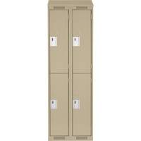 Clean Line Lockers, 2 -tier, Bank of 2, 24" x 18" x 78", Steel, Beige, Rivet (Assembled) WestPier