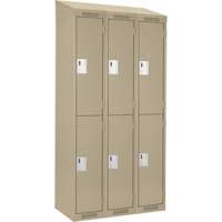 Clean Line Lockers, 2 -tier, Bank of 3, 36" x 18" x 78", Steel, Beige, Rivet (Assembled) WestPier