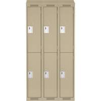 Clean Line Lockers, 2 -tier, Bank of 3, 36" x 18" x 78", Steel, Beige, Rivet (Assembled) WestPier