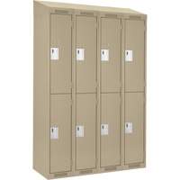 Clean Line Lockers, 2 -tier, Bank of 4, 48" x 18" x 78", Steel, Beige, Rivet (Assembled) WestPier