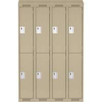 Clean Line Lockers, 2 -tier, Bank of 4, 48" x 18" x 78", Steel, Beige, Rivet (Assembled) WestPier