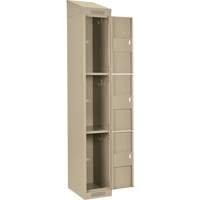 Clean Line Lockers, 3 -tier, Bank of 4, 48" x 18" x 78", Steel, Beige, Rivet (Assembled) WestPier