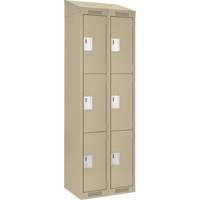 Clean Line Lockers, 3 -tier, Bank of 2, 24" x 18" x 78", Steel, Beige, Rivet (Assembled) WestPier