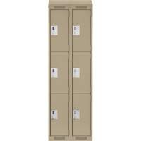 Clean Line Lockers, 3 -tier, Bank of 2, 24" x 18" x 78", Steel, Beige, Rivet (Assembled) WestPier