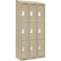 Clean Line Lockers, 3 -tier, Bank of 3, 36" x 18" x 78", Steel, Beige, Rivet (Assembled) WestPier