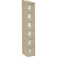 Clean Line Lockerette, 6 -tier, 12" x 18" x 78", Steel, Beige, Rivet (Assembled) WestPier
