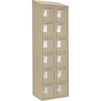 Clean Line Lockerette, 6 -tier, Bank of 2, 24" x 18" x 78", Steel, Beige, Rivet (Assembled) WestPier