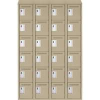 Clean Line Lockerette, 6 -tier, Bank of 4, 48" x 18" x 78", Steel, Beige, Rivet (Assembled) WestPier