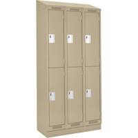Clean Line Lockers, 2 -tier, Bank of 3, 36" x 18" x 82", Steel, Beige, Rivet (Assembled) WestPier