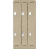 Clean Line Lockers, 2 -tier, Bank of 3, 36" x 18" x 82", Steel, Beige, Rivet (Assembled) WestPier