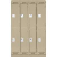 Clean Line Lockers, 2 -tier, Bank of 4, 48" x 18" x 82", Steel, Beige, Rivet (Assembled) WestPier