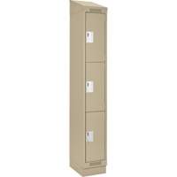 Clean Line Lockers, 3 -tier, 12" x 18" x 82", Steel, Beige, Rivet (Assembled) WestPier