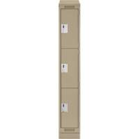 Clean Line Lockers, 3 -tier, 12" x 18" x 82", Steel, Beige, Rivet (Assembled) WestPier