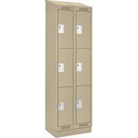 Clean Line Lockers, 3 -tier, Bank of 2, 24" x 18" x 82", Steel, Beige, Rivet (Assembled) WestPier