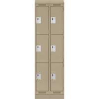 Clean Line Lockers, 3 -tier, Bank of 2, 24" x 18" x 82", Steel, Beige, Rivet (Assembled) WestPier