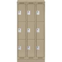 Clean Line Lockers, 3 -tier, Bank of 3, 36" x 18" x 82", Steel, Beige, Rivet (Assembled) WestPier