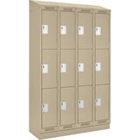 Clean Line Lockers, 3 -tier, Bank of 4, 48" x 18" x 82", Steel, Beige, Rivet (Assembled) WestPier