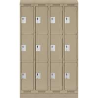 Clean Line Lockers, 3 -tier, Bank of 4, 48" x 18" x 82", Steel, Beige, Rivet (Assembled) WestPier