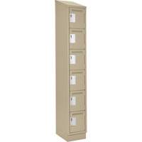 Clean Line Lockerette , 6 -tier, 12" x 18" x 82", Steel, Beige, Rivet (Assembled) WestPier