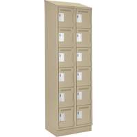 Clean Line Lockerette , 6 -tier, Bank of 2, 24" x 18" x 82", Steel, Beige, Rivet (Assembled) WestPier