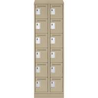 Clean Line Lockerette , 6 -tier, Bank of 2, 24" x 18" x 82", Steel, Beige, Rivet (Assembled) WestPier