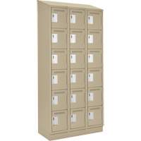 Clean Line Lockerette , 6 -tier, Bank of 3, 36" x 18" x 82", Steel, Beige, Rivet (Assembled) WestPier