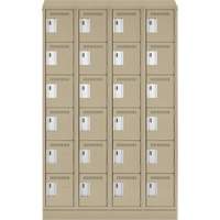 Clean Line Lockerette , 6 -tier, Bank of 4, 48" x 18" x 82", Steel, Beige, Rivet (Assembled) WestPier