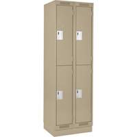 Clean Line Lockers, 2 -tier, Bank of 2, 24" x 18" x 76", Steel, Beige, Rivet (Assembled) WestPier