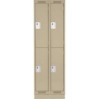 Clean Line Lockers, 2 -tier, Bank of 2, 24" x 18" x 76", Steel, Beige, Rivet (Assembled) WestPier