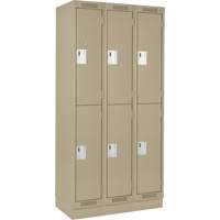 Clean Line Lockers, 2 -tier, Bank of 3, 36" x 18" x 76", Steel, Beige, Rivet (Assembled) WestPier