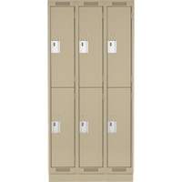 Clean Line Lockers, 2 -tier, Bank of 3, 36" x 18" x 76", Steel, Beige, Rivet (Assembled) WestPier