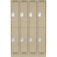 Clean Line Lockers, 2 -tier, Bank of 4, 48" x 18" x 76", Steel, Beige, Rivet (Assembled) WestPier