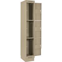 Clean Line Lockers, 3 -tier, Bank of 4, 48" x 18" x 76", Steel, Beige, Rivet (Assembled) WestPier