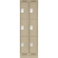 Clean Line Lockers, 3 -tier, Bank of 2, 24" x 18" x 76", Steel, Beige, Rivet (Assembled) WestPier