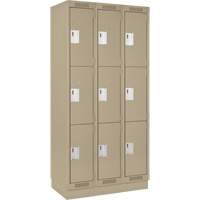 Clean Line Lockers, 3 -tier, Bank of 3, 36" x 18" x 76", Steel, Beige, Rivet (Assembled) WestPier
