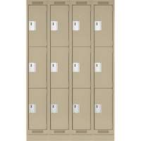 Clean Line Lockers, 3 -tier, Bank of 4, 48" x 18" x 76", Steel, Beige, Rivet (Assembled) WestPier