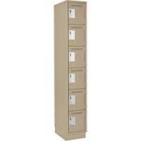 Clean Line Lockerette, 6 -tier, 12" x 18" x 76", Steel, Beige, Rivet (Assembled) WestPier
