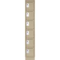 Clean Line Lockerette, 6 -tier, 12" x 18" x 76", Steel, Beige, Rivet (Assembled) WestPier