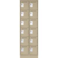 Clean Line Lockerette, 6 -tier, Bank of 2, 24" x 18" x 76", Steel, Beige, Rivet (Assembled) WestPier