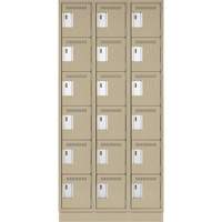 Clean Line Lockerette, 6 -tier, Bank of 3, 36" x 18" x 76", Steel, Beige, Rivet (Assembled) WestPier