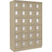 Clean Line Lockerette, 6 -tier, Bank of 4, 48" x 18" x 76", Steel, Beige, Rivet (Assembled) WestPier