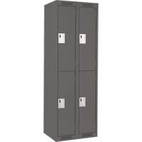 Clean Line Lockers, 2 -tier, Bank of 2, 24" x 18" x 72", Steel, Charcoal, Rivet (Assembled) WestPier